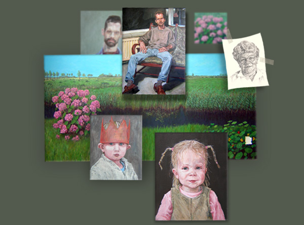 collage landschap schilderijen tekeningen